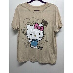 Hello Kitty T-Shirt Womens XL Tan Short Sleeve Graphic Tee 6335